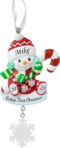 Miniatura 13 de 2025 Adorno de primera Navidad del bebé - Niño bebé con bastón de caramelo personalizado recuerdo festivo – Adorno personalizado de mi primera