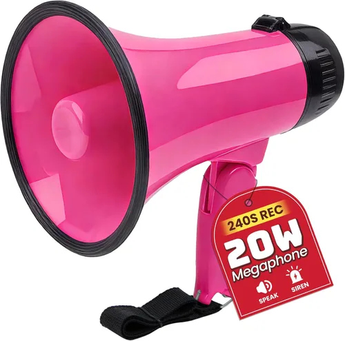 Miniatura 24 de MyMealivos 20W Megaphone Bullhorn, Built in Siren & 240s Recording, 5.4"×8.6" Portable Megaphone with Volume Control Cover Up to 300 feet+ for Verde