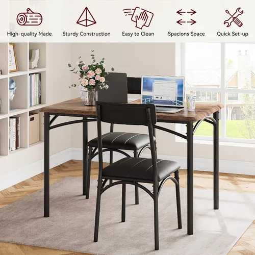 Miniatura 4 de Juego de mesa de comedor para 4, mesa de comedor moderna de cocina con sillas tapizadas, muebles de 5 piezas que ahorran espacio para apartamentos