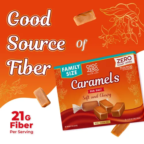 Miniatura 5 de ChocZero Caramelos Sin Azúcar - Dulces de Caramelo Keto - Totalmente Naturales, Dulces Clásicos - Bocadillo Bajo en Carbohidratos (Caja de 9oz)