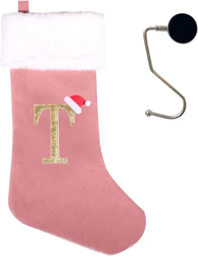Miniatura 35 de Medias de Navidad de 20 pulgadas con monograma, letras, medias súper suaves grandes de Navidad, medias de monograma rojo para Navidad, regalo