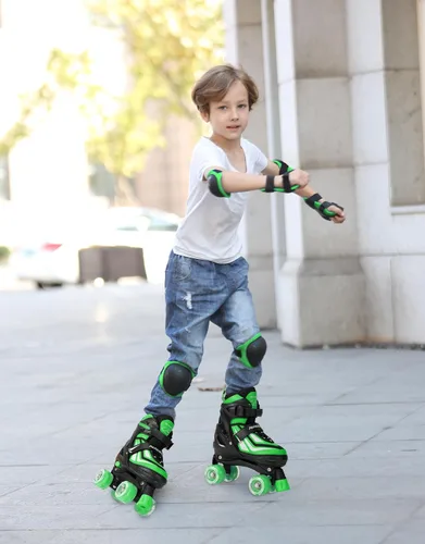 Miniatura 2 de PAPAISON Patines de ruedas para niños y niñas, patines ajustables de 4 tamaños con ruedas iluminadas para niños de 4 a 12 años Verde