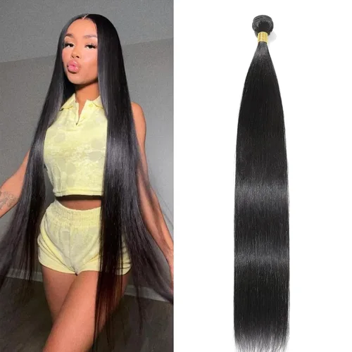 Miniatura 9 de Extensiones de cabello humano lacio tipo afro, 12 meses de vida útil de 10, 12 y 14 pulgadas, paquetes de cabello lacio brasileño Yaki 100% sin