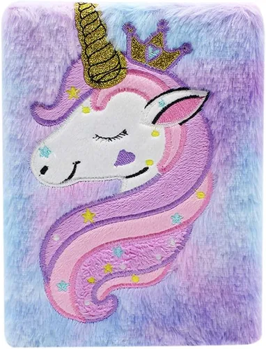 Miniatura 21 de Cuaderno de felpa difusa con bonito diario de oso de dibujos animados para niños y niñas para escribir dibujos (A5, 160 páginas rayadas)