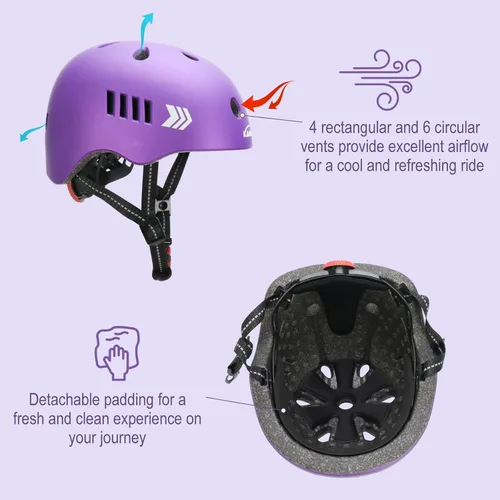 Miniatura 4 de KAMUGO - Juego de cascos de bicicleta para niños, casco ajustable para niños de 2 a 8 años, niños y niñas, con equipo de protección deportiva