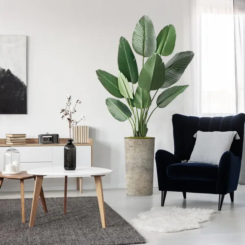 Miniatura 13 de Árbol artificial en maceta de diseño opcional, palmera tropical areca falsa de seda para decoración del hogar en interiores y exteriores, altura