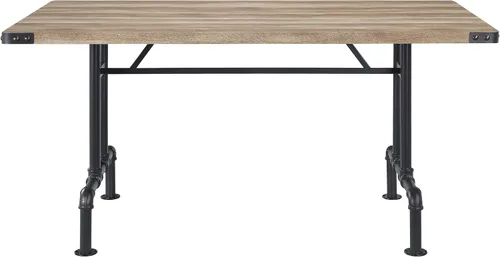 Miniatura 3 de Mesa de comedor negra de roble y arena con patas de metal