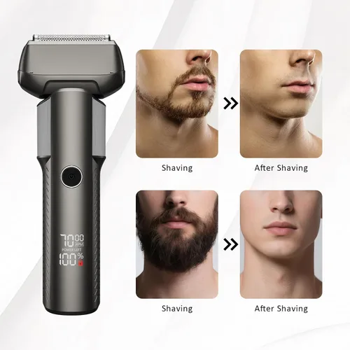 Miniatura 4 de Afeitadoras de aluminio para hombres, afeitadoras de viaje profesionales, maquinillas de afeitar eléctricas para afeitarse la cara, maquinilla