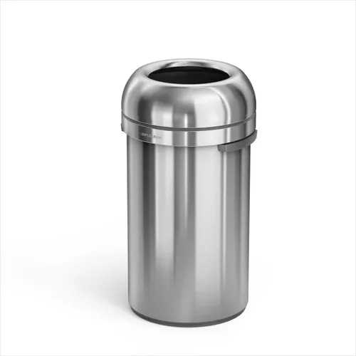 Miniatura 8 de simplehuman - Tacho de basura abierto Bullet de 115 litros / 30 galones, grado comercial, acero inoxidable cepillado de calibre pesado