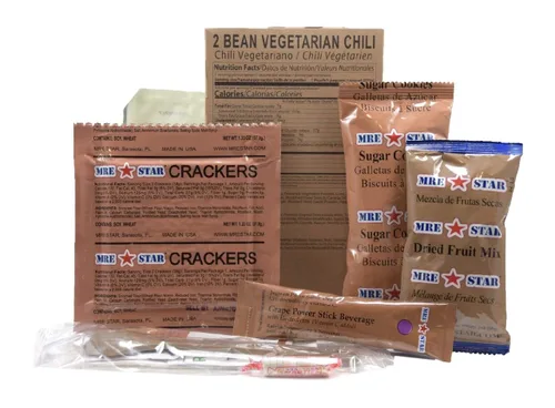 Miniatura 8 de MRE STAR Survival - Caja de comidas de emergencia listas para comer con accesorios y FRH, embalaje compacto y ligero, vida útil prolongada, 12