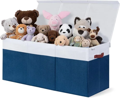 Miniatura 7 de SoftOwl Organizador de almacenamiento de juguetes extra grande con tapa, diseño de caja de almacenamiento de juguetes resistente y plegable, Negro