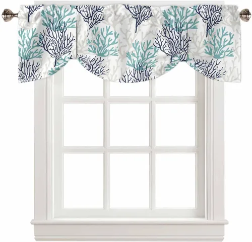 Miniatura 15 de Cortinas de verano con cenefa de amarre para ventanas, cortinas costeras de cocina costeras para ventanas, cortinas náuticas junto al mar, beige