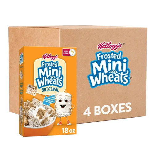Miniatura 13 de Kellogg's Frosted Mini-Wheats - Cereal para desayuno frío, cereales de fibra, aperitivos para niños, miel dorada (10 cajas)