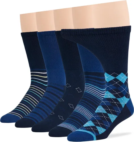 Miniatura 29 de 7BIGSTARS KINGDOM Calcetines de algodón para hombre, diabéticos, no vinculantes, paquete de 5 unidades, talla L/XL, Azul mezclilla, verde oliva
