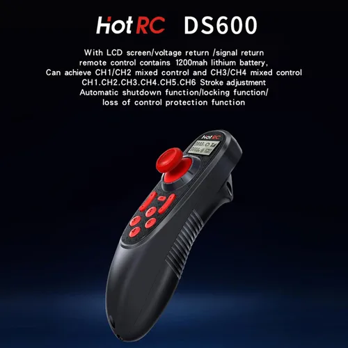 Miniatura 2 de HOTRC DS-600 6CH 2.4GHz Transmisor y Receptor RC Control Remoto con Receptor PWM DS 600 de 6 Canales para Barco RC (con RX PWM)