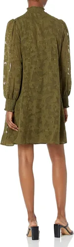 Miniatura 2 de Tommy Hilfiger Vestido de gasa de manga larga con cuello alto falso para mujer