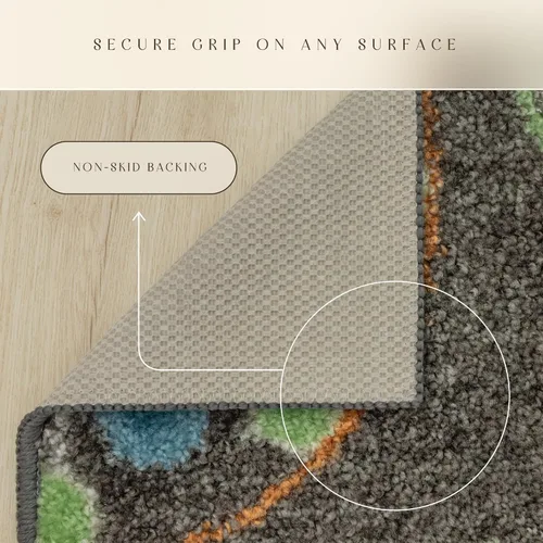Miniatura 5 de Alfombra antideslizante Maples Rugs Reggie, tapete para pasillo, entrada, con diseño floral (fabricado en Estados Unidos), multicolor, 2 x 6 Gris
