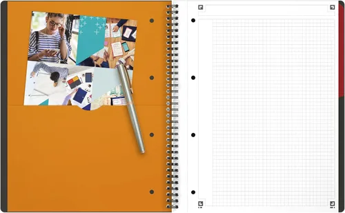 Miniatura 6 de OXFORD 100104329 Activebook International A4 + a cuadros con índice indexable y bolsillo para documentos, bloque de cuaderno en espiral gris, una