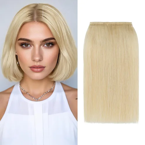 Miniatura 26 de S-noilite Extensiones de cabello corto con broches, 100% cabello humano real, 2 clips, extensiones con clip para mujeres con cabello delgado, añade