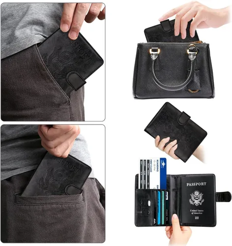 Miniatura 6 de WALNEW Funda para pasaporte de viaje, pasaporte, tarjetero, cartera