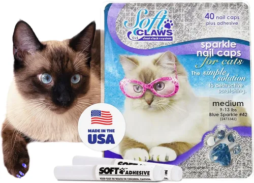 Miniatura 28 de Tapas de uñas Soft Claws para gatos pequeños – (40 tapas, negro) - Fabricado en EE. UU. - Desarrollado por veterinarios, no tóxico Protege muebles
