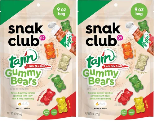 Miniatura 8 de Snak Club Tajin Ositos Gomosos, Gomitas de Dulce de Frutas Surtidas con Condimento de Chile y Lima, Suaves, Aperitivos Sin Gluten y Veganos, Bolsa