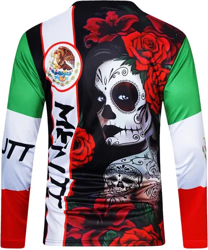 Miniatura 3 de MENUTT Camiseta de ciclismo de montaña para hombre, manga larga, MTB Off-Road México, camisetas de descenso y motocross