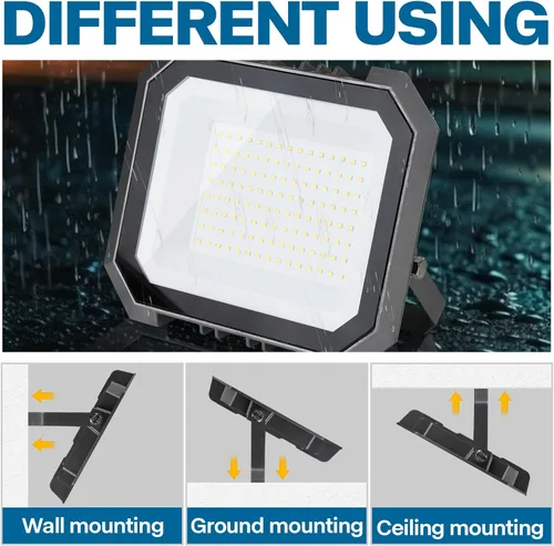 Miniatura 4 de Leddictive - Paquete de 2 luces LED de inundación para exteriores, 3CCT 3000/4000/6000K seleccionables, 100W 10000LM, foco de inundación