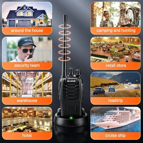 Miniatura 7 de Radios bidireccionales recargables de largo alcance con auriculares, paquete de 6 walkie talkies batería de iones de litio y cargador incluido