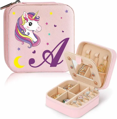 Parima Regalos para el día de San Valentín para niñas, un estuche de joyería de viaje inicial, regalos para niñas adolescentes, artículos de moda