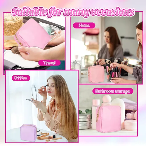 Miniatura 4 de Sweetude 6 piezas Bolsa de maquillaje de nailon, neceser de viaje con cremallera, bolsa de cosméticos de nailon para bolso, organizador