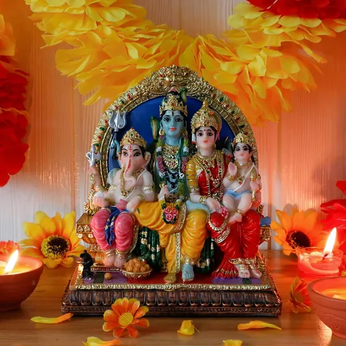 Miniatura 4 de alikiki Estatua familiar de Dios Shiva hindú – 6.9 pulgadas de alto Murti Shiva Familia Diwali regalo Pooja Artículo Puja Regalos para amigos