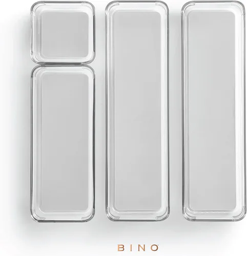 Miniatura 5 de BINO The Modular+ - Juego de 4 cubos organizadores de cajones, color gris, pequeño, almacenamiento multiusos, forro de agarre suave y patas de goma