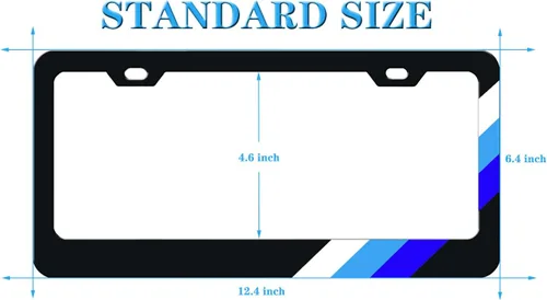 Miniatura 2 de Marco de matrícula de aluminio tricolor de 3 colores compatible con vehículo Toyota, camión, remolque, SUV. (Blanco Azul-01)