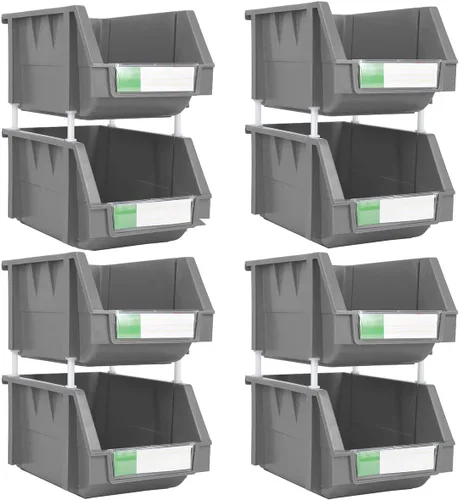 Miniatura 19 de Paquete de 2 cubos de almacenamiento apilables, organizador de polipropileno resistente de 8.4 x 11 x 6.9 pulgadas, diseño colgante y de conexión