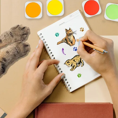 Miniatura 2 de PH PandaHall Sellos transparentes con forma de gato, sellos de silicona dinámicos con sentido de línea, sellos de goma transparente para hacer