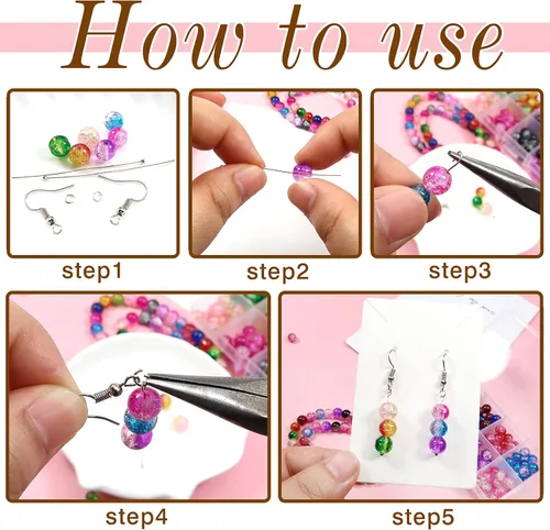 Miniatura 5 de TOAOB - 200 cuentas de cristal de 10 colores surtidos de 5/16 pulgadas redondas hechas a mano espaciadoras surtidas para hacer joyas, pulseras