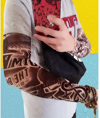 Miniatura 3 de Falsas mangas temporales de tatuaje resbalón en el brazo protector solar cuerpo arte brazo medias