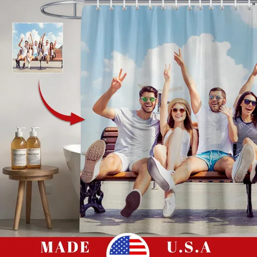 Miniatura 2 de Cortina de ducha personalizada, cortinas de ducha con foto personalizada, cortina de ducha personalizada de 60 x 72 pulgadas, añade tu propia Imagen