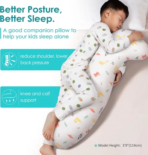 Miniatura 4 de BYRIVER Almohada de Contorno de 35" de Enfriamiento Linda para Niños Niñas Niños, Almohada de Abrazo para Dormir, Funda de Almohada de Dinosaurio