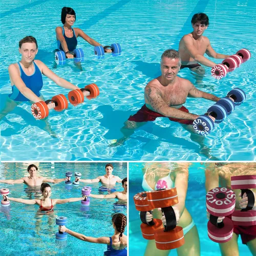 Miniatura 8 de Sportneer Pesas de Agua Mancuernas de Ejercicio Acuático Mancuernas de Agua Aeróbicos Entrenamientos Juego de 2 Pesas de Piscina de Espuma EVA Juego
