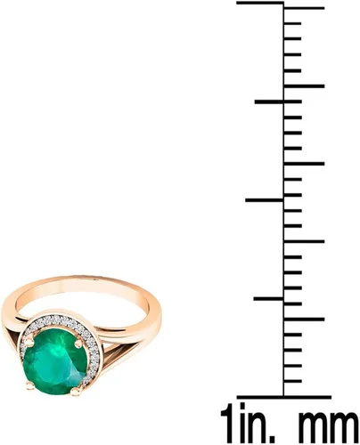 Miniatura 42 de Dazzlingrock Collection Anillo de compromiso redondo de 0.276 in con halo de diamante blanco y vástago dividido para ella en oro macizo de 14