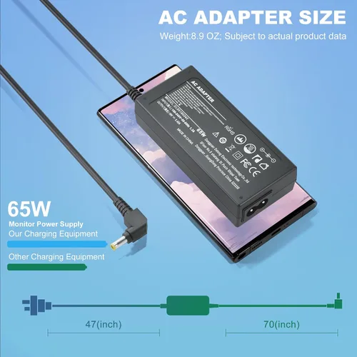 Miniatura 2 de Cable de alimentación de 19 V compatible con Asus VG278 VL278H VG278Q VG279 VG245 VX238H VX239H VX248 MS226H LS246H LS248H MZ279HL LCD Asus 27 25 24