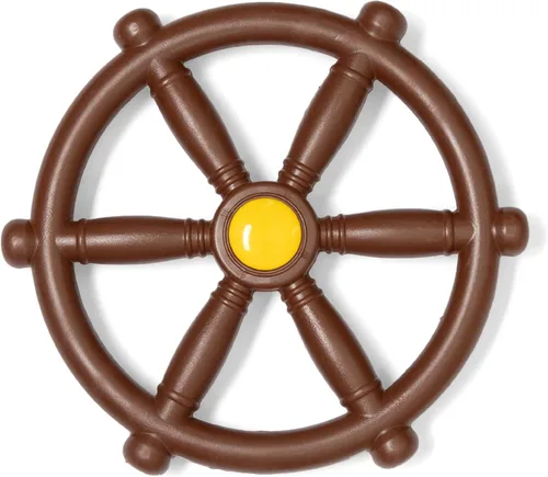 Barcaloo Rueda de barco pirata para niños, color marrón, juego de columpios para volante de gimnasio de la selva, accesorio para casa del árbol del