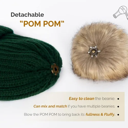 Miniatura 3 de FURTALK - Gorro de punto para el invierno con pompón de piel sintética, cálido, para mujeres