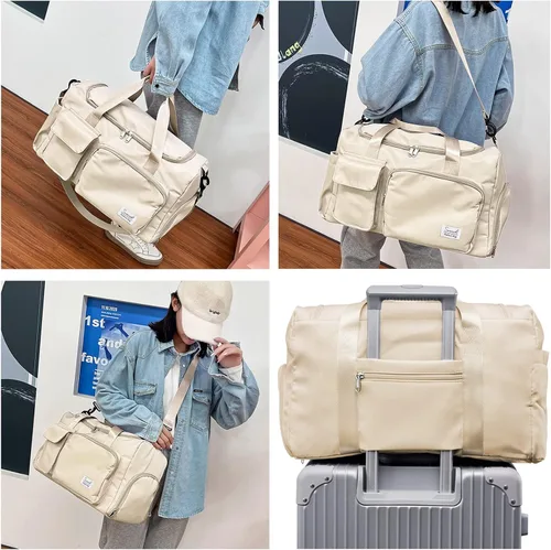 Miniatura 6 de Bolsa de gimnasio deportiva con compartimento para zapatos, bolsa de viaje con bolsillo separado seco y húmedo para hombres y mujeres, bolsa