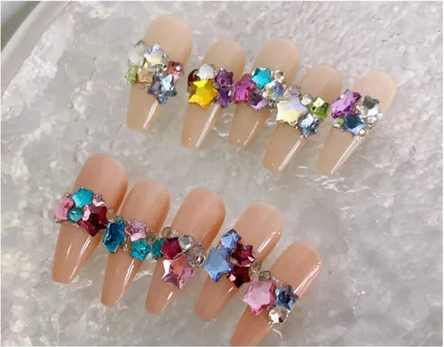 Miniatura 2 de 50 dijes de uñas de estrella de cristal, diamantes de imitación de estrellas 3D, gemas multicolor para arte de uñas, accesorios de uñas, pequeños
