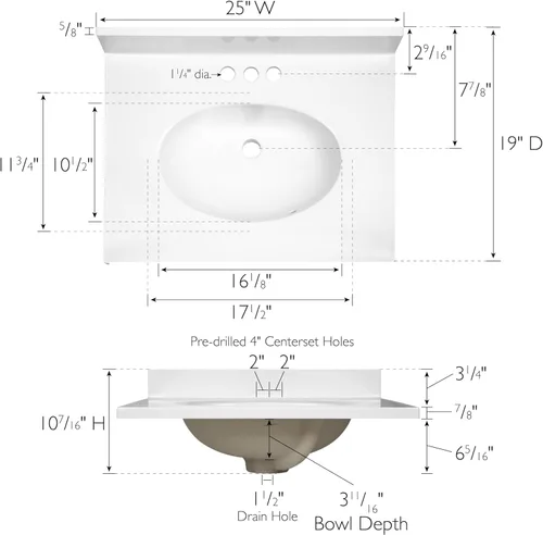 Miniatura 5 de Design House Tapa de tocador con lavabo, protector contra salpicaduras de 4 pulgadas, mármol cultivado, resistente a las manchas, agujeros Blanco