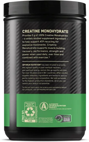 Miniatura 10 de Optimum Nutrition Creatina Micronizada Monohidrato en Polvo, Sin Sabor, 120 Porciones, 600 Gramos (El Embalaje Puede Variar)