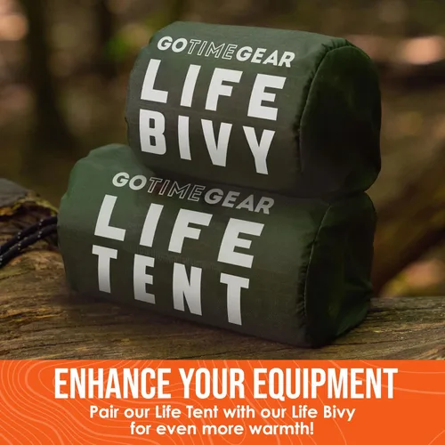 Miniatura 8 de Go Time Gear Tienda de campaña de supervivencia • Tienda de campaña de tubo de emergencia Mylar para 2 personas + Paracord • Protección para todo